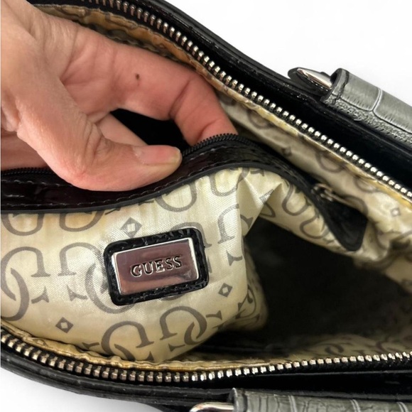Guess Black and Gray Croc-Embossed Shoulder Bag - Picture 7 of 7
